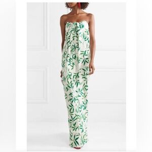 Caroline Constas | Dresses | Caroline Constas Kaia Striped Ruffle Popover  Silk Strapless Maxi Dress Medium | Poshmark